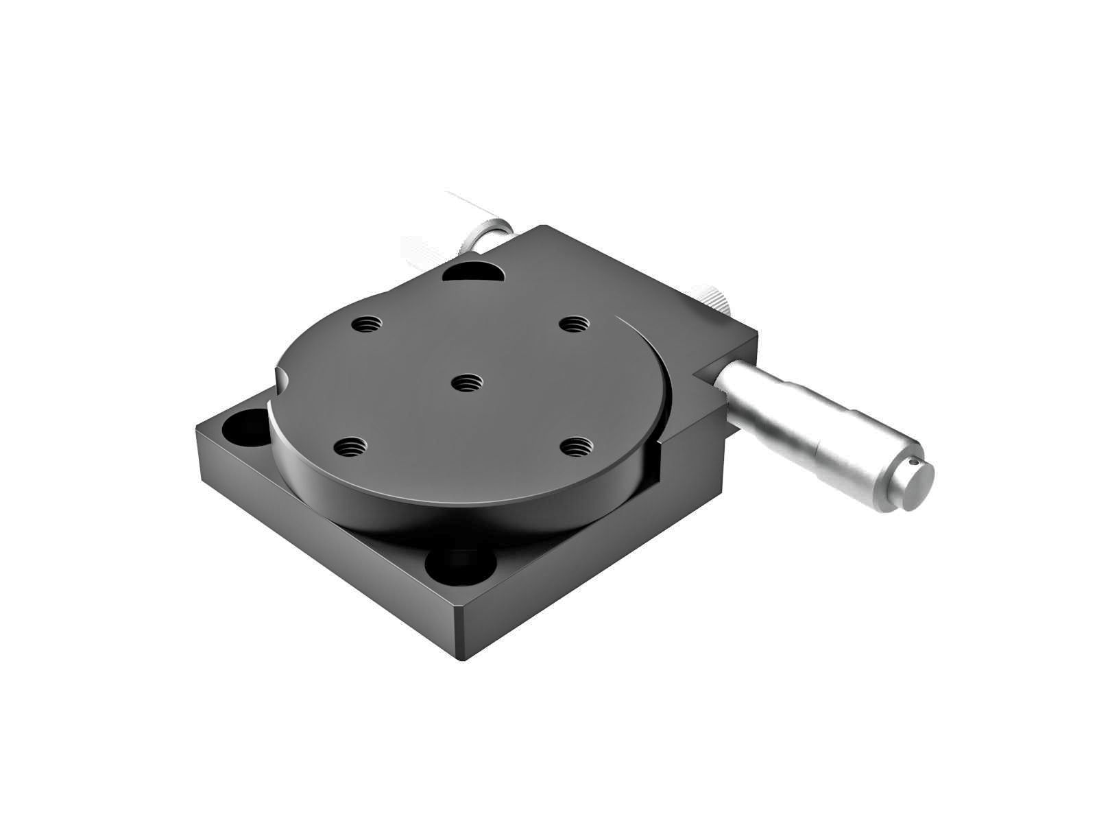 Stolik obrotowy z łożyskiem szlifowanym, mosiężny, średnica 65mm, ręczny obrót 360°, precyzyjna regulacja +/-5°, napęd mikrometryczny, gwinty 1/4-20