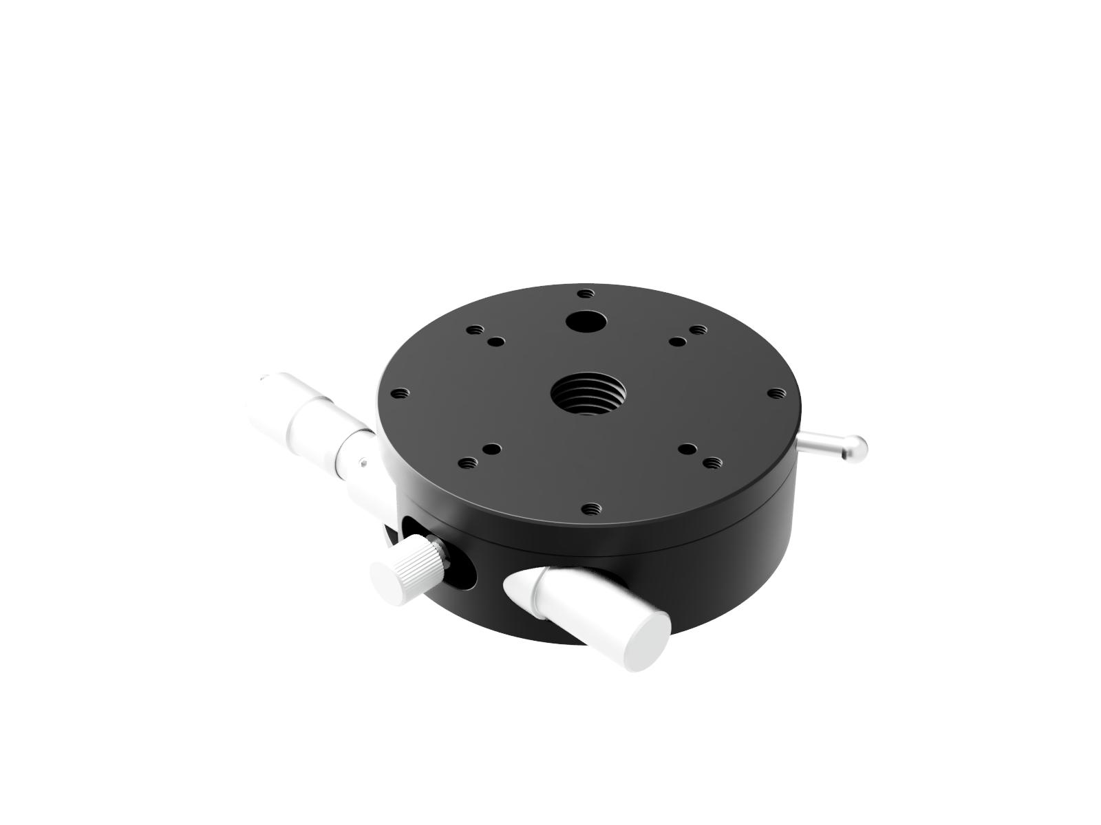 Stolik obrotowy z łożyskiem szlifowanym, średnica 80mm, aluminiowy, 360° ręczny obrót, +/-5° precyzyjna regulacja, napęd mikrometryczny, gwinty M4